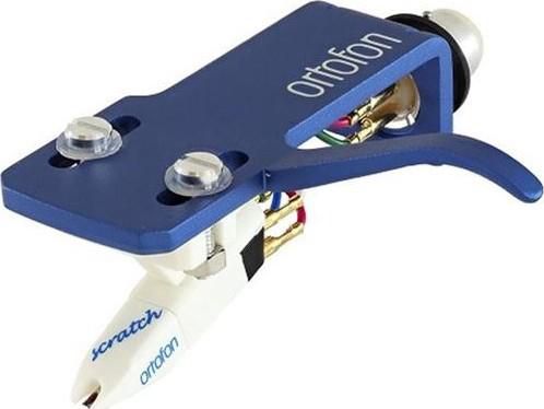 Ortofon OM Scratch White Premounted on Blue SH-4 Headshell (White/Blue) | SCRATCH WHITE-SH-4