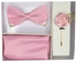 House Of Genevieve Satin Bow Tie, Lapel Pin And Pocket Square Set - Baby Pink