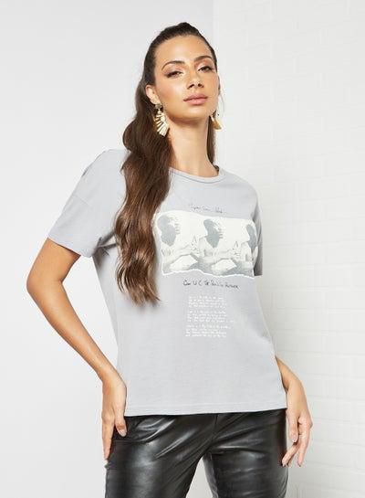 Image Print T-Shirt Grey
