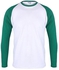 Danami Plain Long Sleeve Round Neck T-Shirt- Green/ White