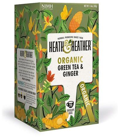 Heath & Heather Organic Green Tea & Ginger - 20's