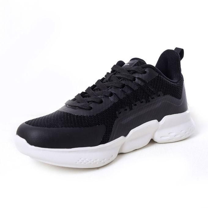 Activ Lace Up Chunky Sneakers With Rubber Sole - Black