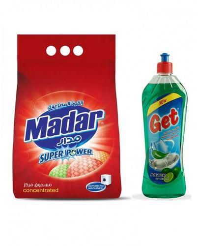 Madar Concentrated Detergent for Automatic Machines - 2.5Kg + Dish Washing Liquid - 675ml - Green Lemon