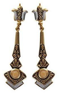 Generic Elegant Spanish Dangle Earrings Lotus Flower For Women - Golden Plated