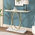 O&K FURNITURE Modern Console Table for Entryway, Marble Entrance Table with Gold Oval Frames and Faux Marble Base, Gold and White Sofa Table for Living Room, Entryway, Hallway, Gold&White Marble