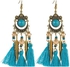 925 Silver Crystal Rice Beads Crescent Tassel Earrings