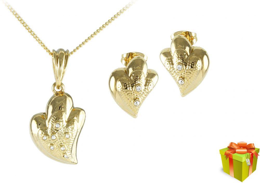 VP Jewels Women's 18K Gold Plated Leaf Heart Design Jewelry Set, 2 Pieces