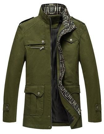 معطف قطن مع طاقية قابلة للإزالة بطراز عسكري باركا أخضر