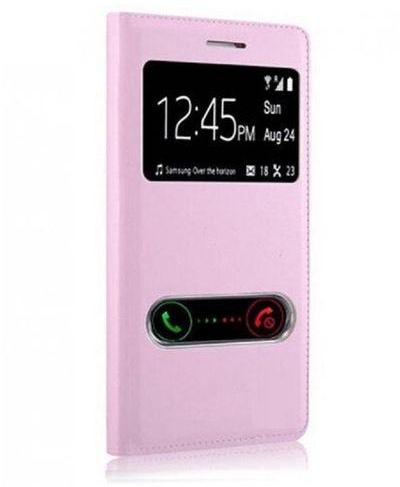 Generic Leather S-View Flip Cover for Samsung Galaxy Star- 7262 - Pink