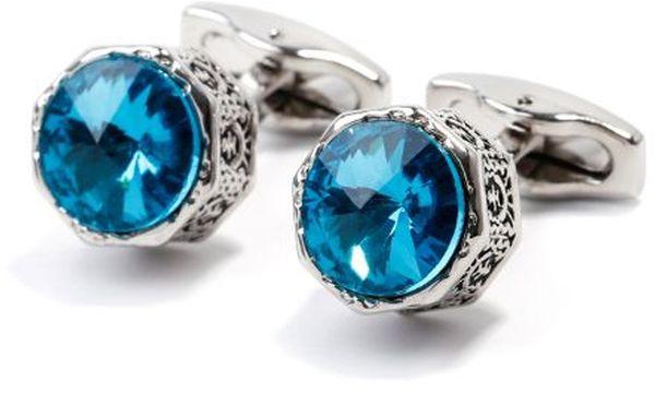 Men's Cufflinks Luxury Blue Crystal Cuff Links