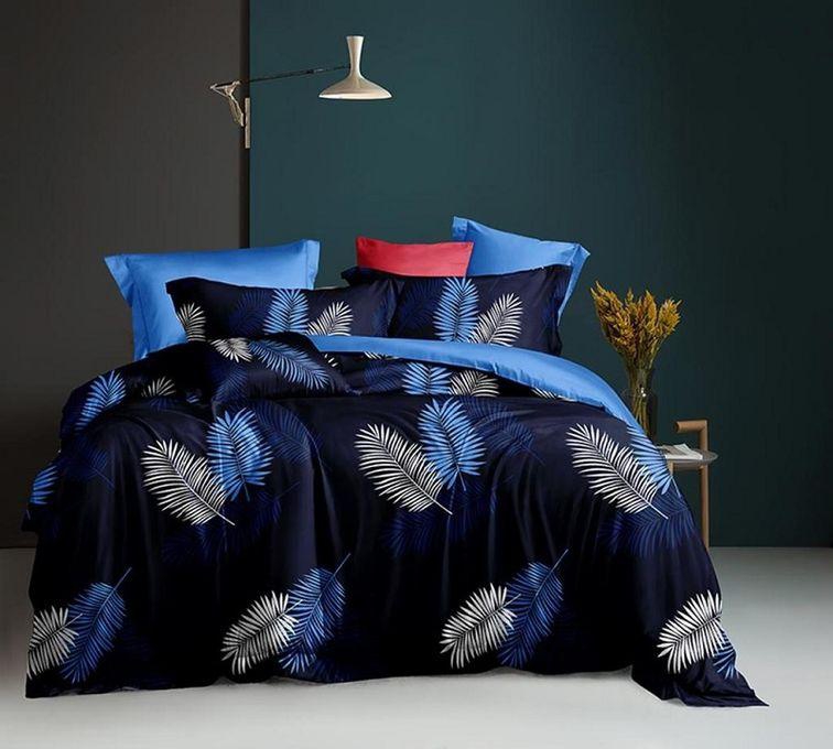Bedsheet & Duvet With 4 Pillow Cases - Blue Flowered Print