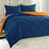 Quality Duvet, Bedsheet With Pillow Cases-Navy Blue/Orange