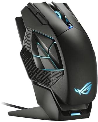 ASUS ROG Spatha X Wireless Gaming Mouse (Magnetic Charging Stand, 12 Programmable Buttons, 19,000 DPI, Push-fit Hot Swap Switch Sockets, ROG Micro Switches, ROG Paracord and Aura RGB lighting)