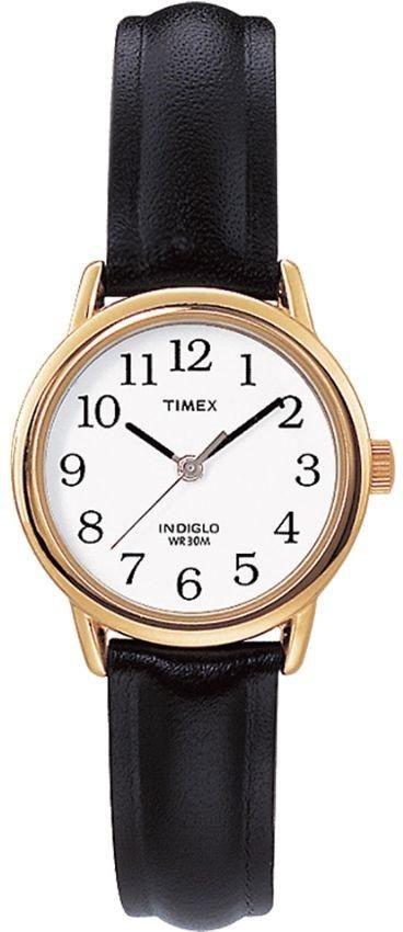 Timex T20433 Women’s White Dial Black Leather Strap Watch