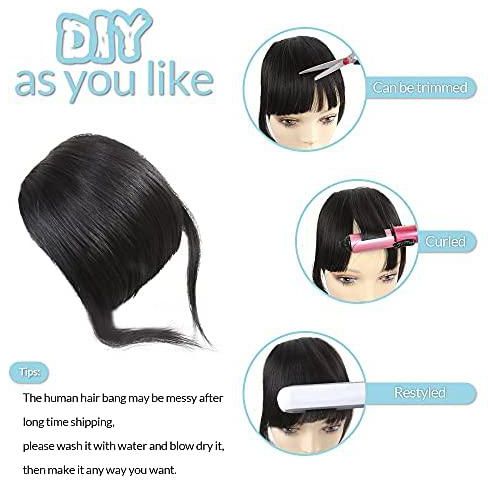 Thick Hair Bangs Real Human Hair Extension Clip in Fringe Hair with Temples  Light Brown(Two clips) price from amazon in UAE - Yaoota!