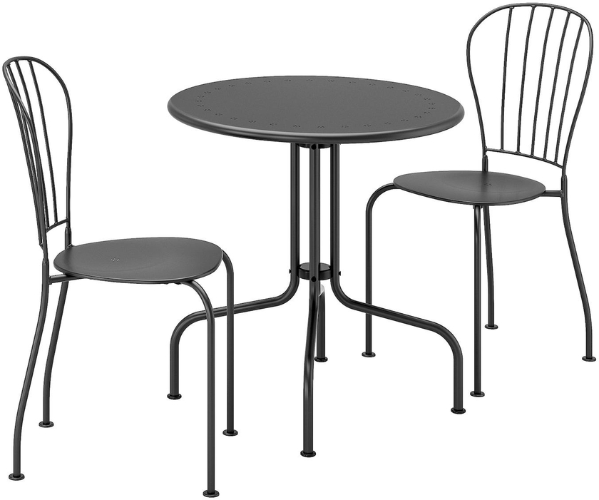 LÄCKÖ Table+2 chairs, outdoor - grey