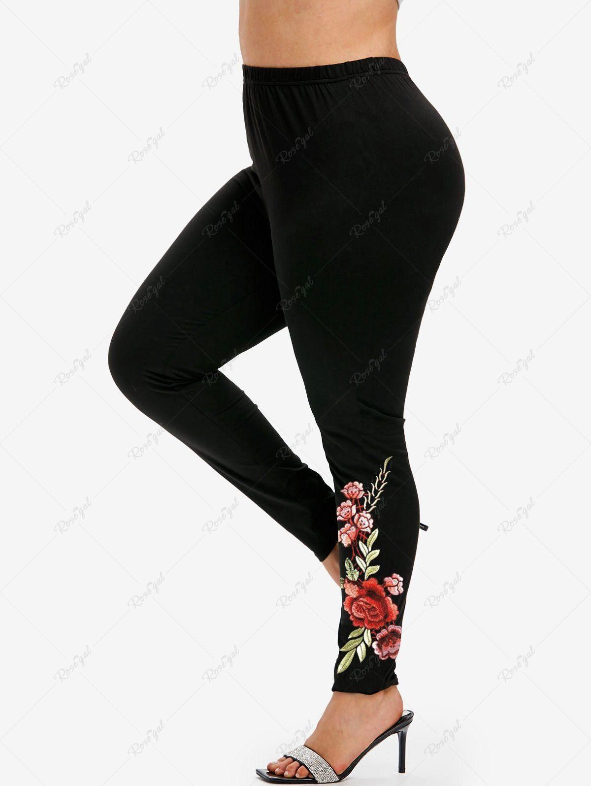 Plus Size High Waist Floral Print Skinny Leggings - S | Us 8