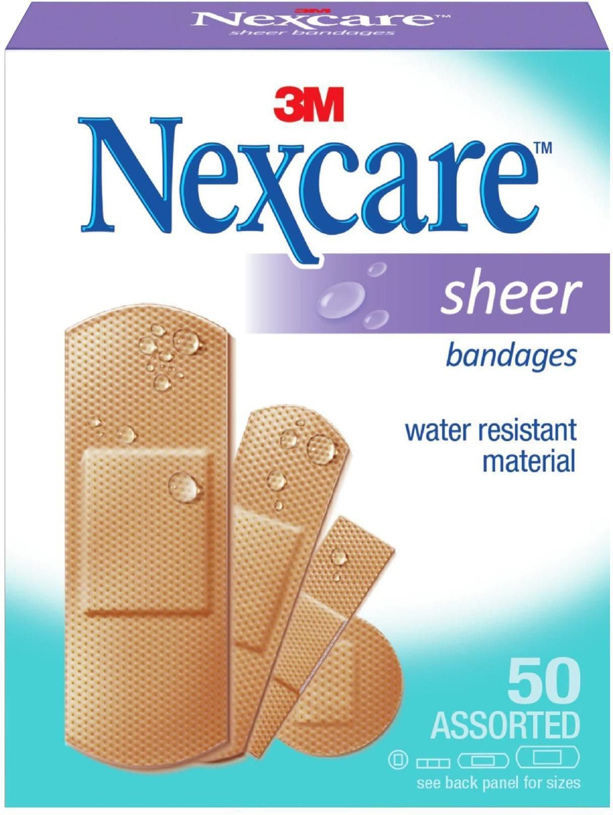 Nexcare Plastic Sheer Bandages Plasters Assorted 50 PCS