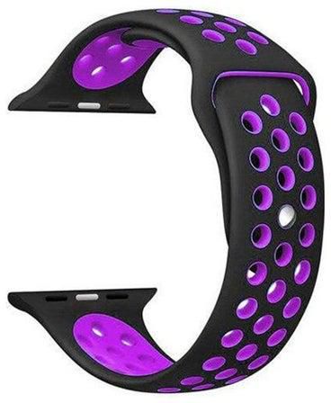 Sport Silicone Watchband Breathable Hole Replacement Strap For Apple Watch Strap Bracelet Black / Purple