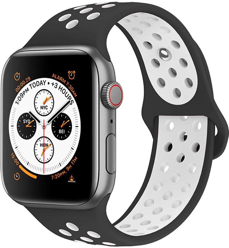 EWORLD Compatible for Apple Watch Bands 38mm 40mm ,Soft Silicone Replacement Wristband  &, Sport design Compatible for iWatch Apple Watch Series 1/2/3/4 - Black & white
