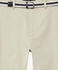 Beige Belted Cotton Chino Pants
