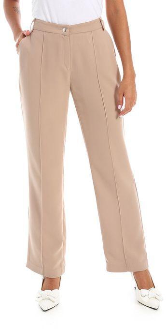 Esla Classic Formal Polyester Beige Pants