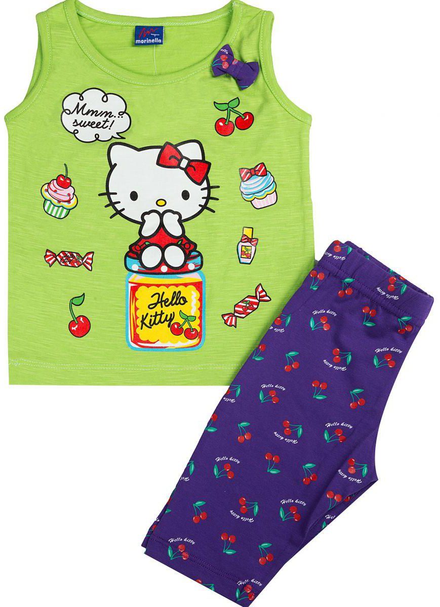 Morinella 1202 Kitty Printed Pajamas For Girls-Green, 2 Years