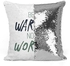 Be a Warrior Not a Worrier Printed Sequined Pillow Polyester White/Black/Green 16x16inch