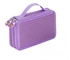 Magideal 2 Layers Capacity Pencil Pen Case Travel Brush Makeup Storage Bag Purple