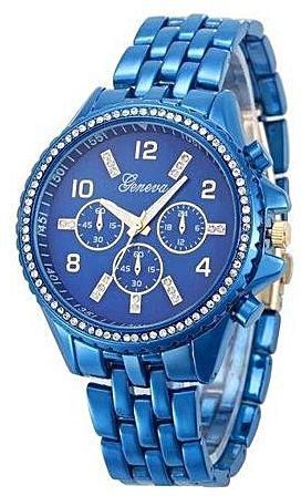 Mcykcy Classic Luxury Stainless Steel Quartz Analog Wrist Watch -Blue