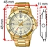 Men's Water Resistant Analog Watch MTP-VD01G-9EVUDF - 45 mm - Gold