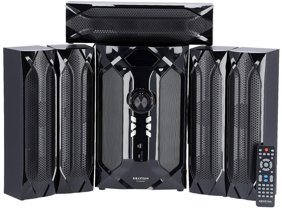 Krypton High Power 5.1 Ch Multimedia Speaker System With Subwoofer - USB/Sd/Fm/Bt/Rec/Mic - LED Display Speakers For Computers, Laptop, Tv, Tablet, Music Player - Full Function Remote Controller, 2 Ye