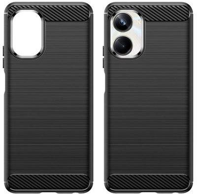 For Realme 10 Pro , Brushed Texture Carbon Fiber Pattern ,Shockproof TPU , Anti-Slip , Ultra Thin , Shock Absorption - Rugged Shield Protective cover- Black