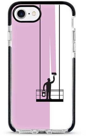 غطاء حماية واقٍ لهاتف أبل آيفون 7 نمط مطبوع بالكامل بتصميم شخص معلق يقوم بالطلاء (باللون الوردي)