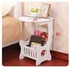 K&B Multi-purpose bedside/balcony/coffee/living room white round magazine table with pvc mat now available