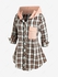Plus Size Plaid Colorblock Textured Hooded Shirt with Pocket - M | Us 10