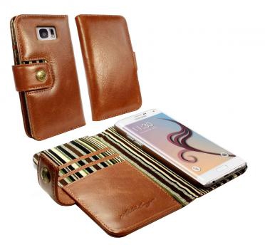 Alston Craig Leather Rfid Wallet Case for Samsung Galaxy S6 Edge (Free Screen Protector) Brown