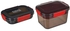 M design lunch box, 600 ml - black and red + M design lunch box, 2.3 liter - black and red