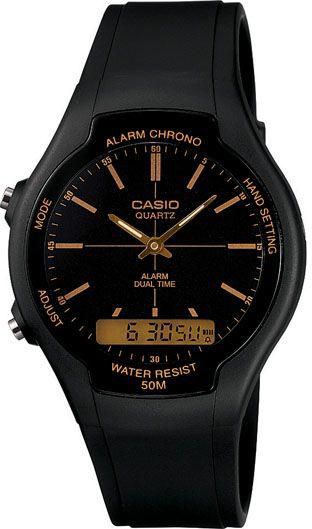 ساعة كاسيو انالوج-رقمية سوداء بسوار من البلاستيك المطاطي [AW90H-9E]