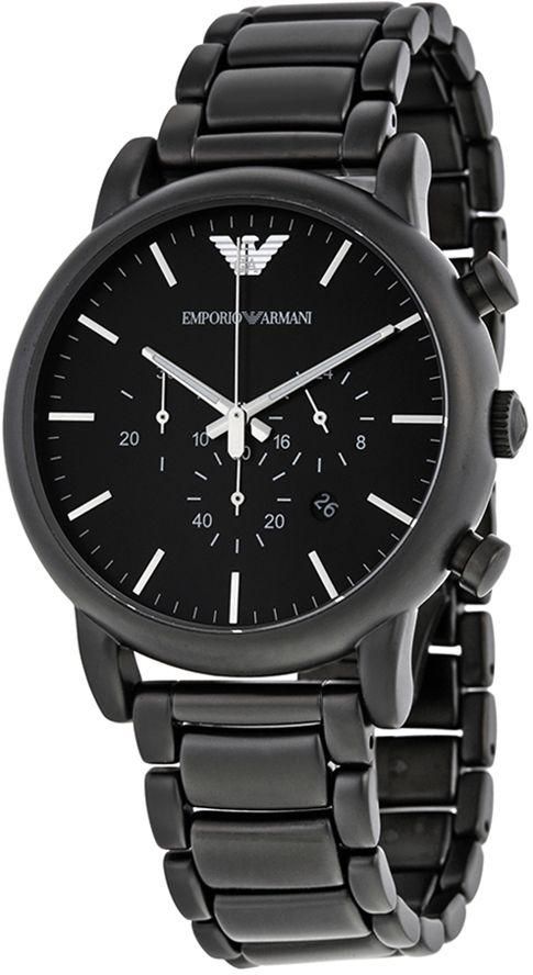 Emporio Armani Men's Black Dial Stainless Steel Band Watch - AR1895
