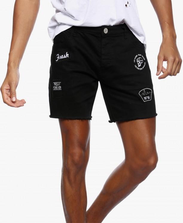 Black Frayed Denim Shorts
