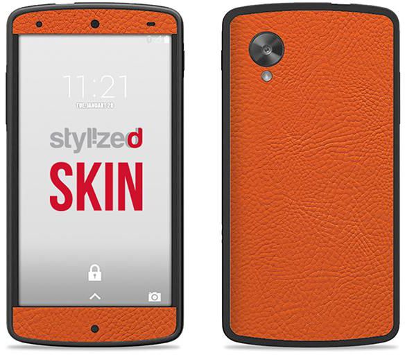 Stylizedd Premium Vinyl Skin Decal Body Wrap for LG Google Nexus 5 - Fine Grain Leather Orange