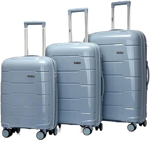 Trolley Luggage 3 Pieces Set PP Hard Side Bag 360 Degree Spinner Wheels Trolley Luggage Set with TSA Lock (Blue)