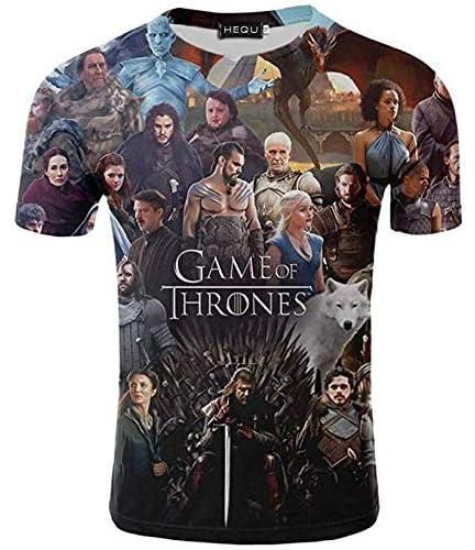 GulfDealz Unisex 3D Print Game of Thrones Mother of Dragons T-Shirt - Multi color (71 cm)