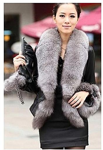 Sunweb s Winter Coat Slim Full Sleeve Faux Fox Fur Jackets Synthetic Leather Jacket Outerwear