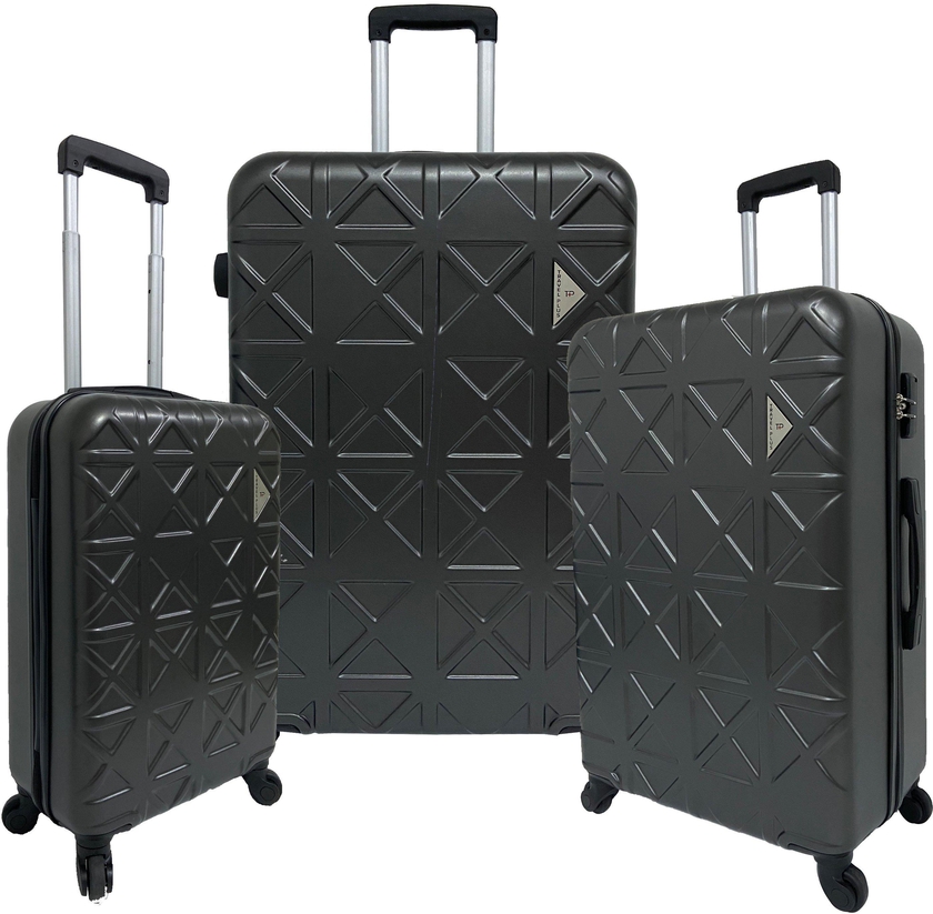 Travel Plus, Triangle Set Of 3 Luggage Trolley Case 20/26/30, Dark Grey