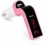 G7 Bluetooth Handsfree Car Kit with USB Port Charger FM Transmitter and SD MP3 Player - Pink