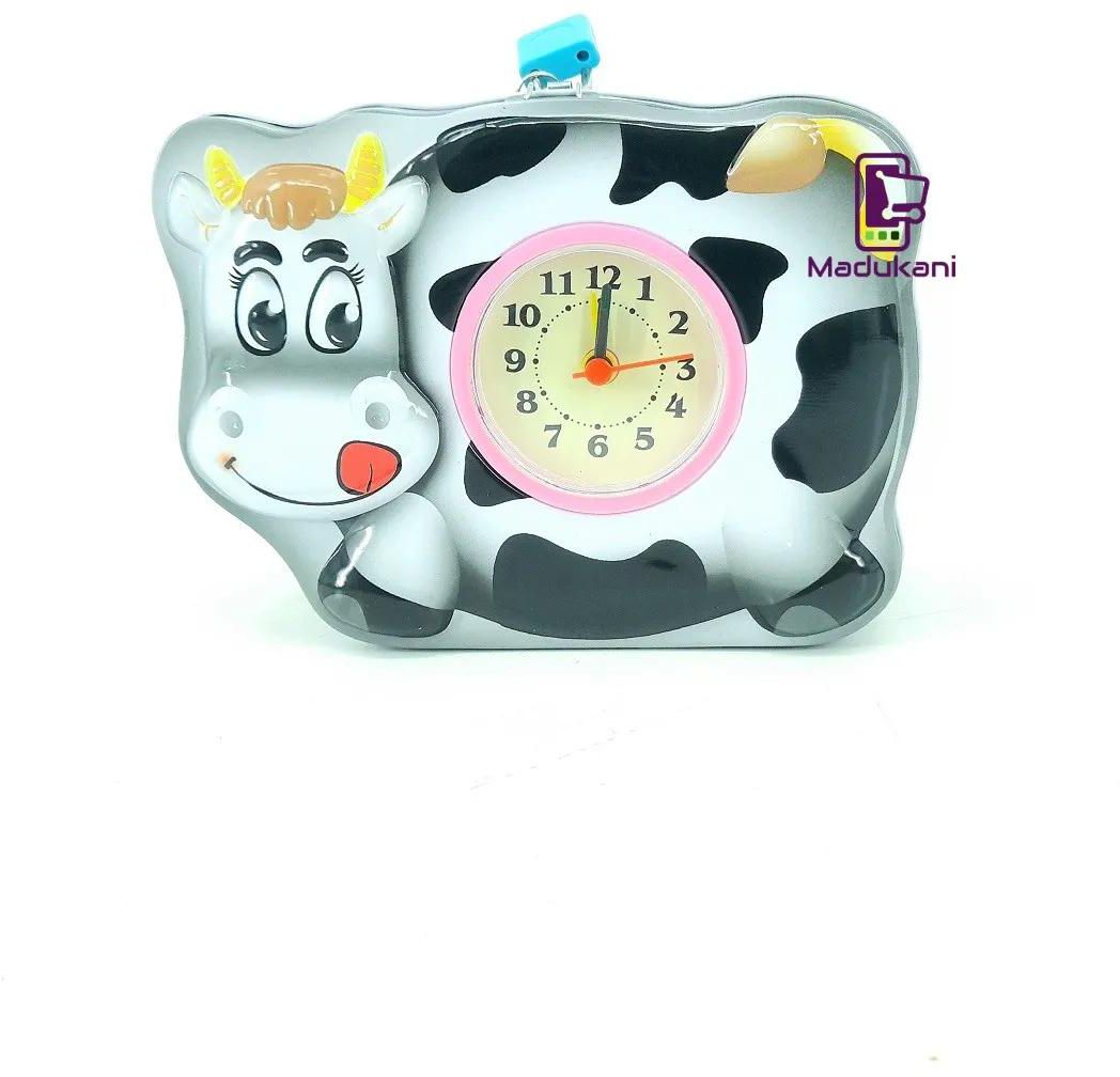 Decorative Cartoon Cow Piggy Bank with Clock Face