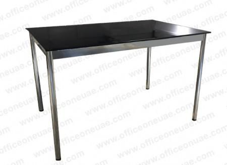 System4 Desk 120 x 80 cm, Chrome Base, Tabletop Glass Black