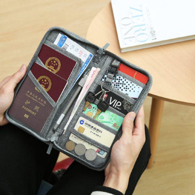Holder And Organizer For Travel Documents, Credit Cards, ID Cards, Keys And Smartphones For Men And Women, Gray